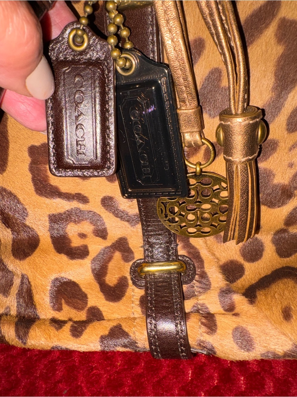 Coach Hamptons Haircalf Carryall 15412 Ocelot Leopard Calf Hair Bag Rare - Picture 3 of 14